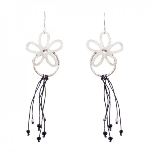 Sterling silver handmade earrings with flowers.