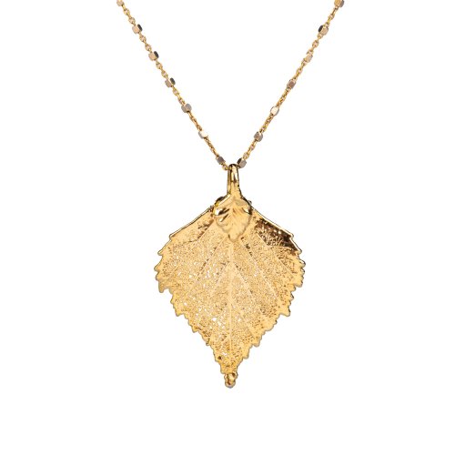 Gold plated sterlings silver double  rosary necklace with leaf.