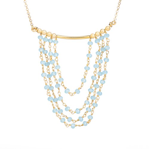 Yellow gold plated sterling silver with aqua marine beads.