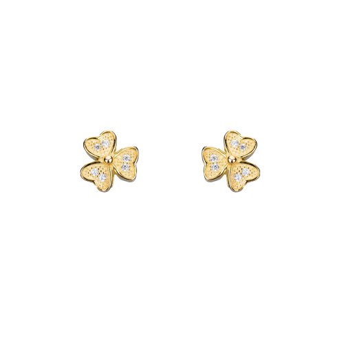 Yellow gold plated sterling silver clover earrings. 