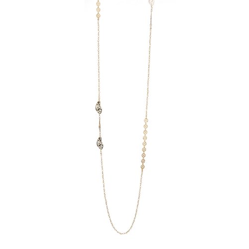 Yellow gold plated sterling silver necklace with fresh water pearls and chain.