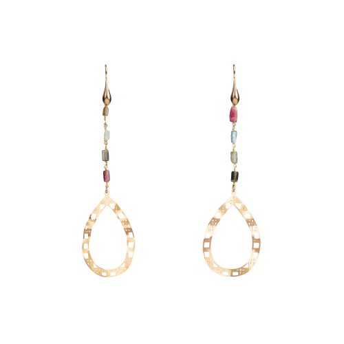 Yellow gold plated sterling silver earrings with semi precious stones.